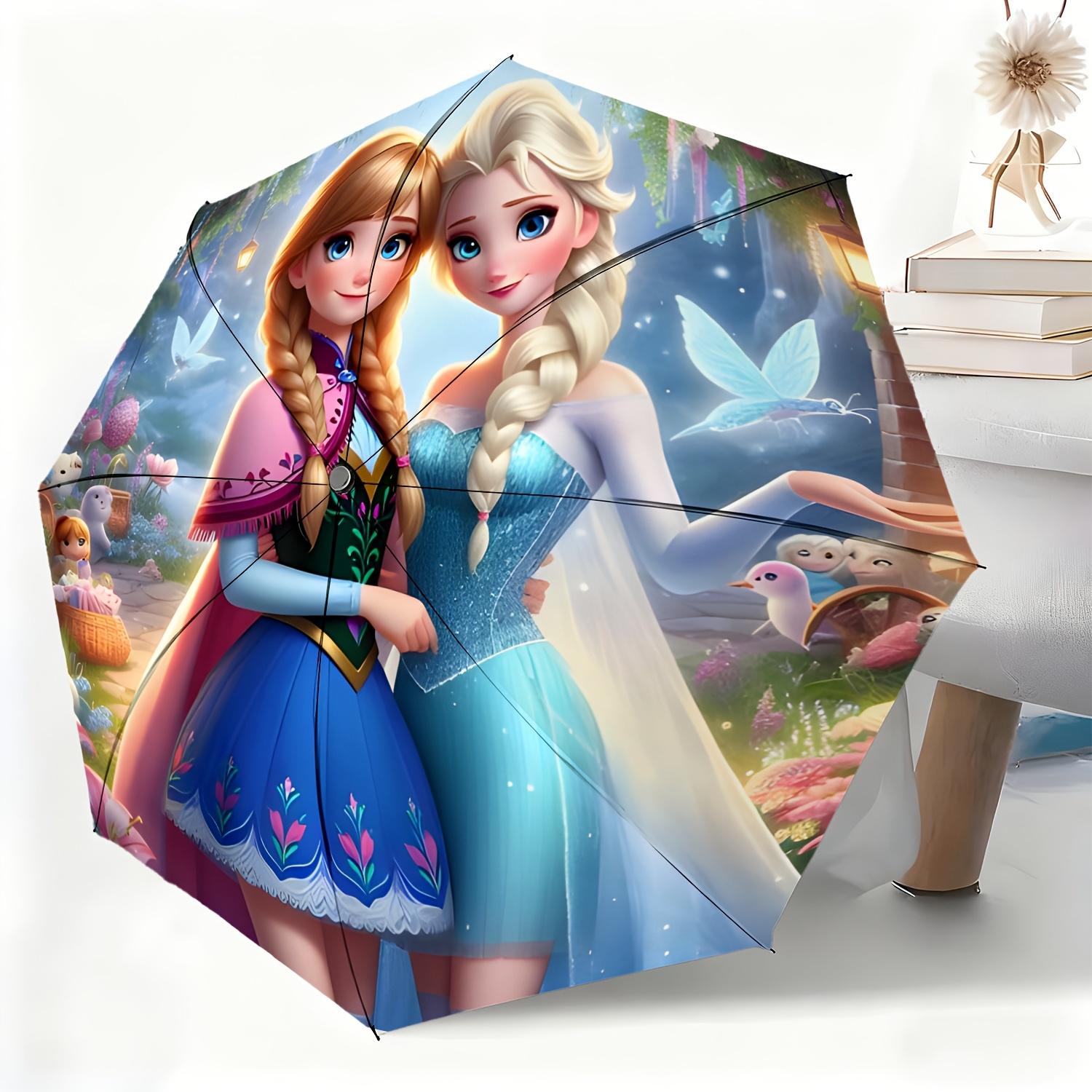 

A Fully Automatic Umbrella Featuring Elsa And Anna from Disney, Suitable for All Occasions As a Dual-Purpose Umbrella for Sun (as the picture,Iron&8K)