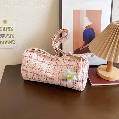 New Women's Bag 2025 New Shoulder Bag Woolen Fashion Sweet Messenger Bag Cylinder Bag
