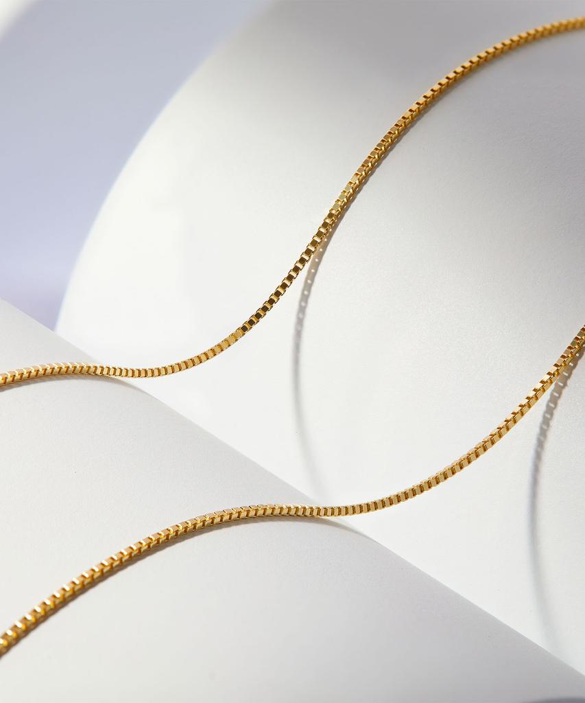 Helene Jewelry 14K 18K Tiny Box Chain Gold Necklace (Type B)