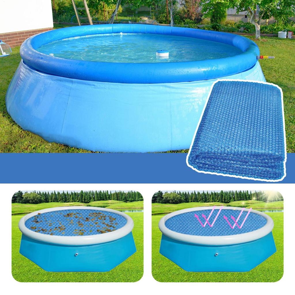 Round insulated Pool Solar Cover Round Tub Bubble Protector Dustproof Pool Cover Blue bubble-style solar swimming pool cover