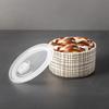 4 Piece Round Ceramic Baking Dish Set with Lids Medallion Design Oven Safe Non Stick Versatile Kitchen Bake and Store