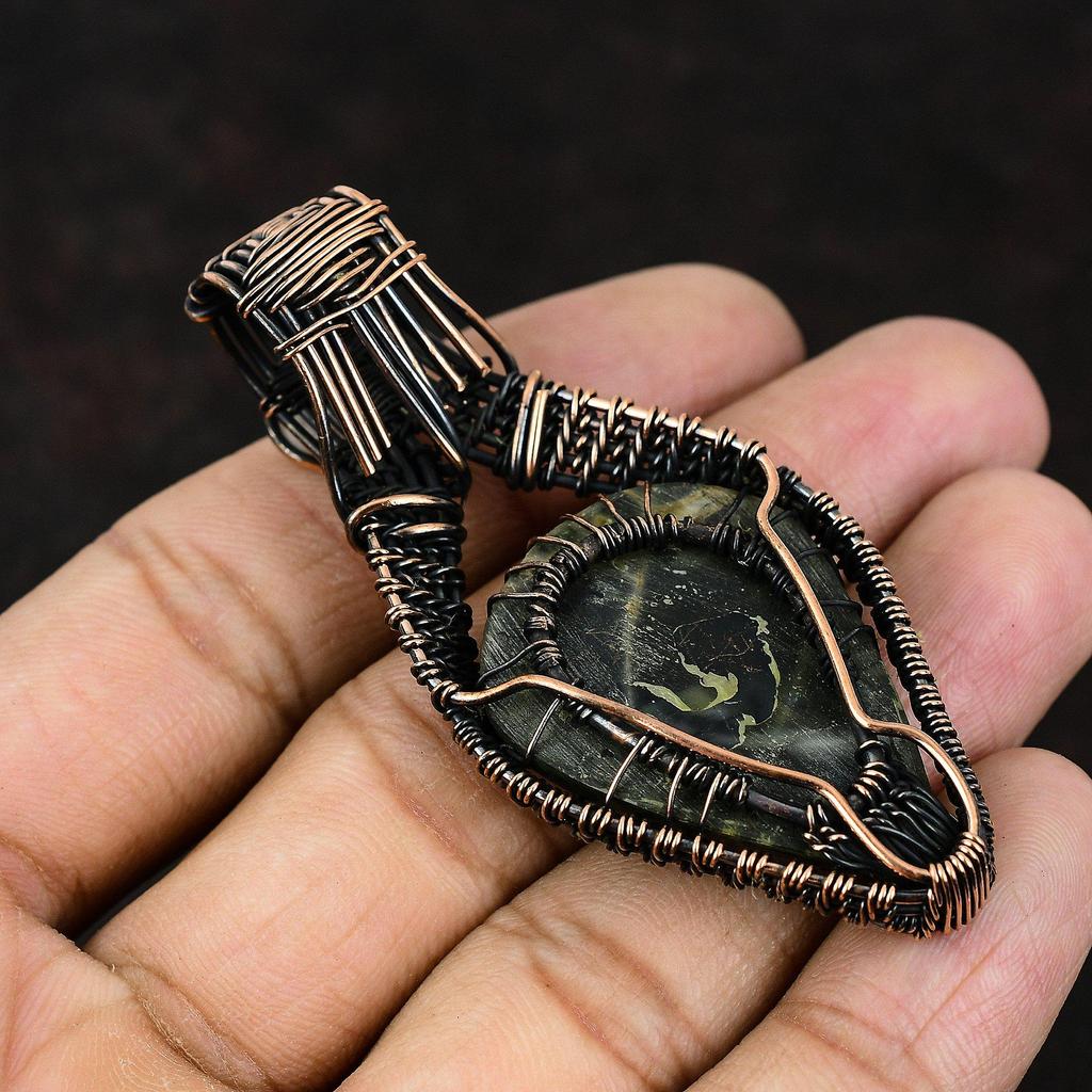 Lebensbaum Picasso Jaspis Kupferdraht umwickelter Anhänger Edelstein Kupferanhänger Handgefertigter Anhänger Regenbogenmondstein Schmuck Geschenk für Mutter