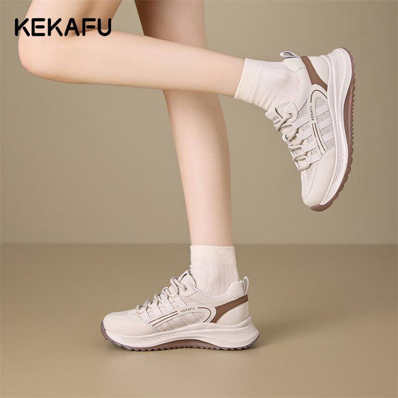 Kekafu Women s Spliced Mesh Platform Casual Sneakers EU 37