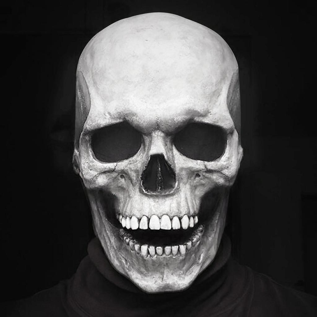 New Halloween Moving Mouth Skull Mask Headgear Movable Jaw Skull Full Head Mask