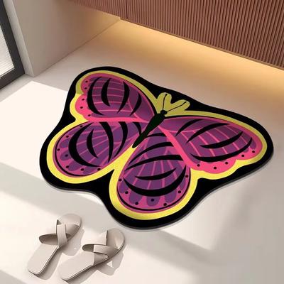 Schmetterling Badezimmer saugfähige Bodenmatte, Kieselgur, Toilette, Toilettentür Waschbecken, rutschfeste Fußmatte, Türmatte