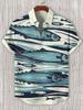 Summer Men's Casual Sea Life Graphic Short Sleeved Shirt Button Down Lapel Shirts Oversized Tops Casual Hawaiian Shirt for Men