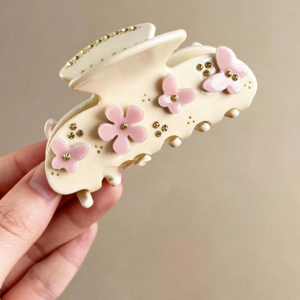 Rhinestone Hair Clips 3D Flower Shark Clip Elegant Butterfly Hair Claw  for Women Girls