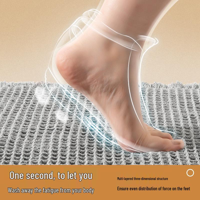 Alfombrilla de Baño con Borlas de Gofre Japonés: Antideslizante, Adhesivo Termofusible, Felpudo Absorbente para Puerta