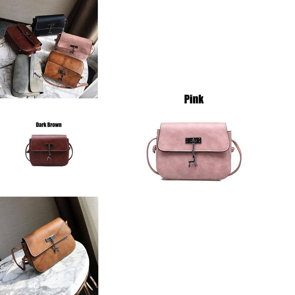 European And American Retro Style Small Saddle Bag With Deer Pendant Pu Shoulder Bag