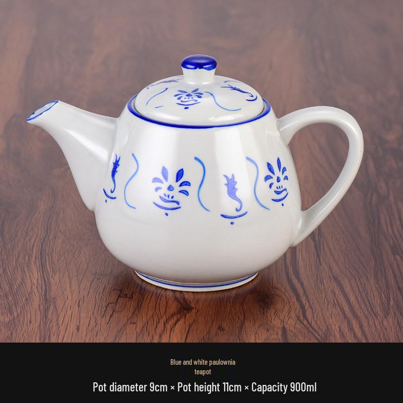 Vintage Ceramic Blue & White Bamboo Flower Bowl - Rustic Farmhouse Tableware, Ideal for Rice & Noodles