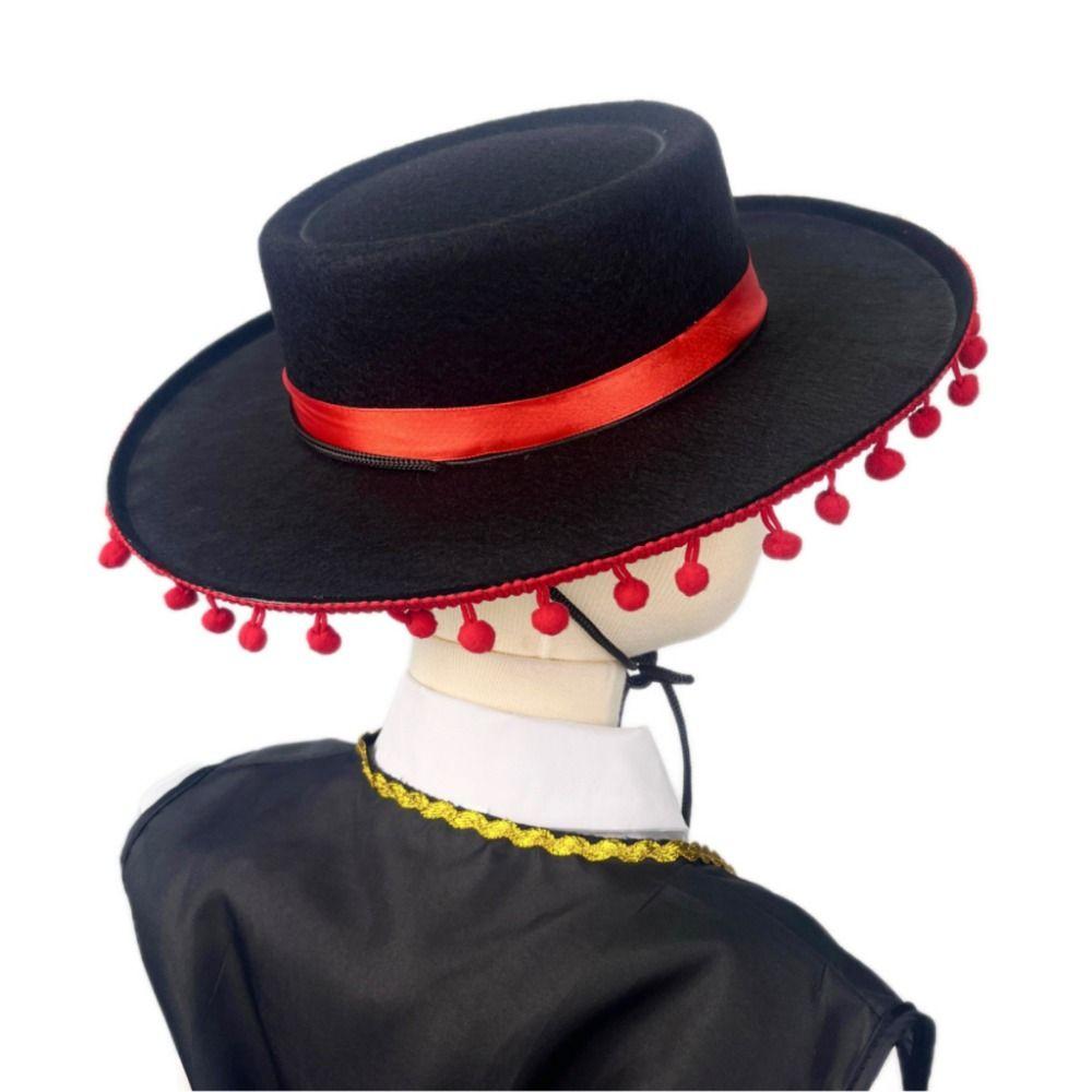 Wide Brim Mexican Hat Costumes Fuzz Ball Spanish-style Hat Mexican Sombrero Hats  Halloween