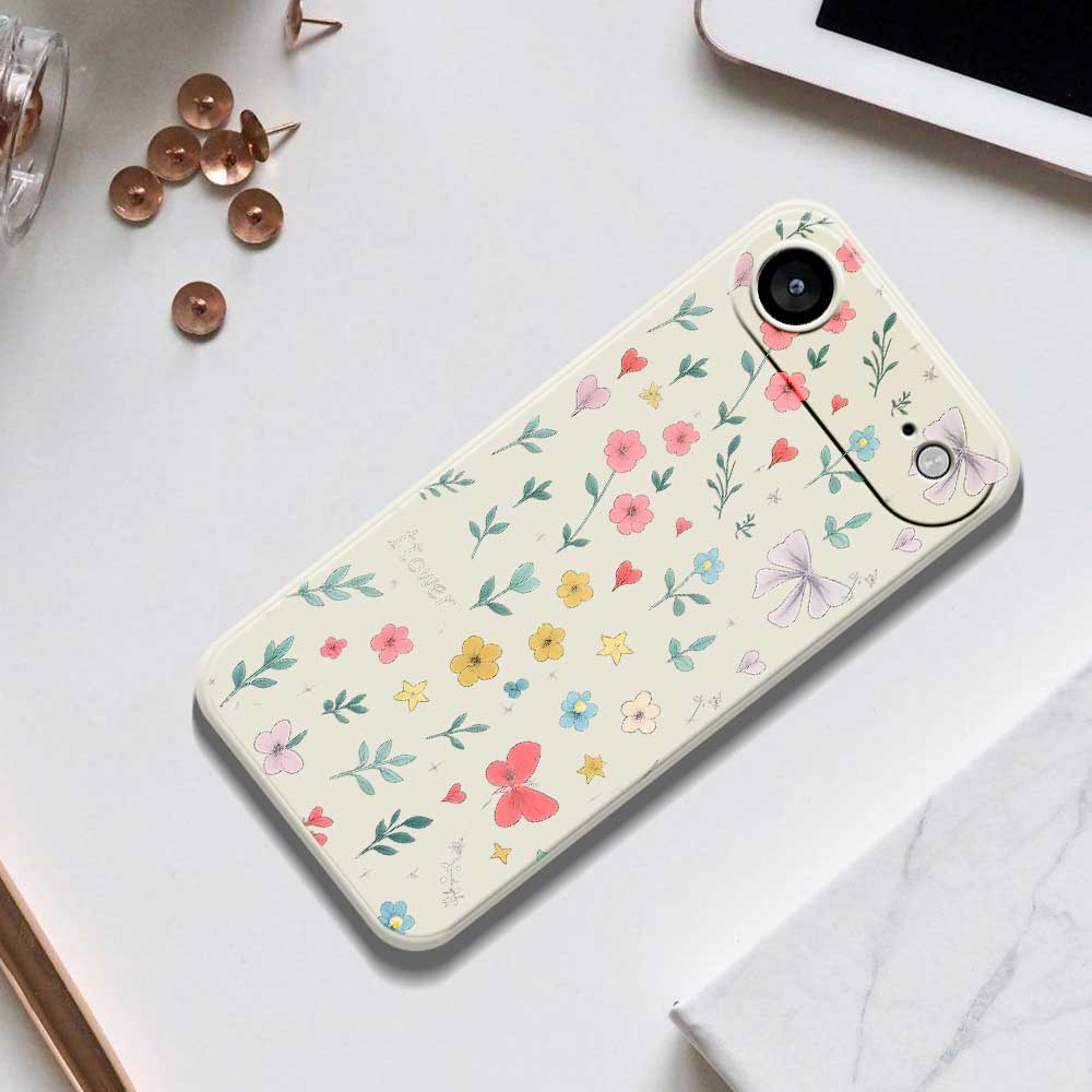 For iPhone 17 Air Case Floral Bow Pattern Printing Straight Edge TPU Phone Back Cover