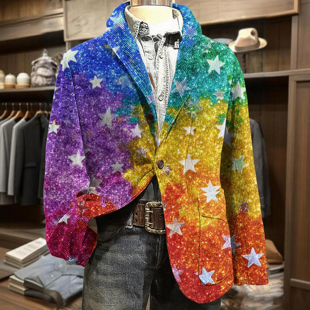 Herren Business Casual Mode Bedruckte Cordjacke