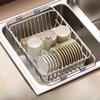 Stainless Steel Sink Drain Basket With Adjustable Size For Dish Drying And Organization
