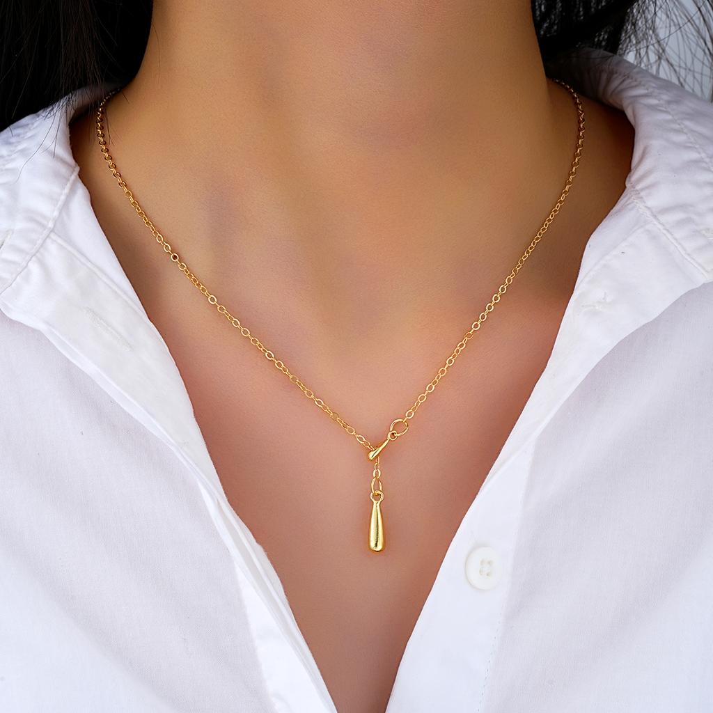 Korean Water Drop Pearl Pendant Necklaces Simple Design Elegant Silver Color Clavicle Chain For Women Trendy Party Jewelry Gifts