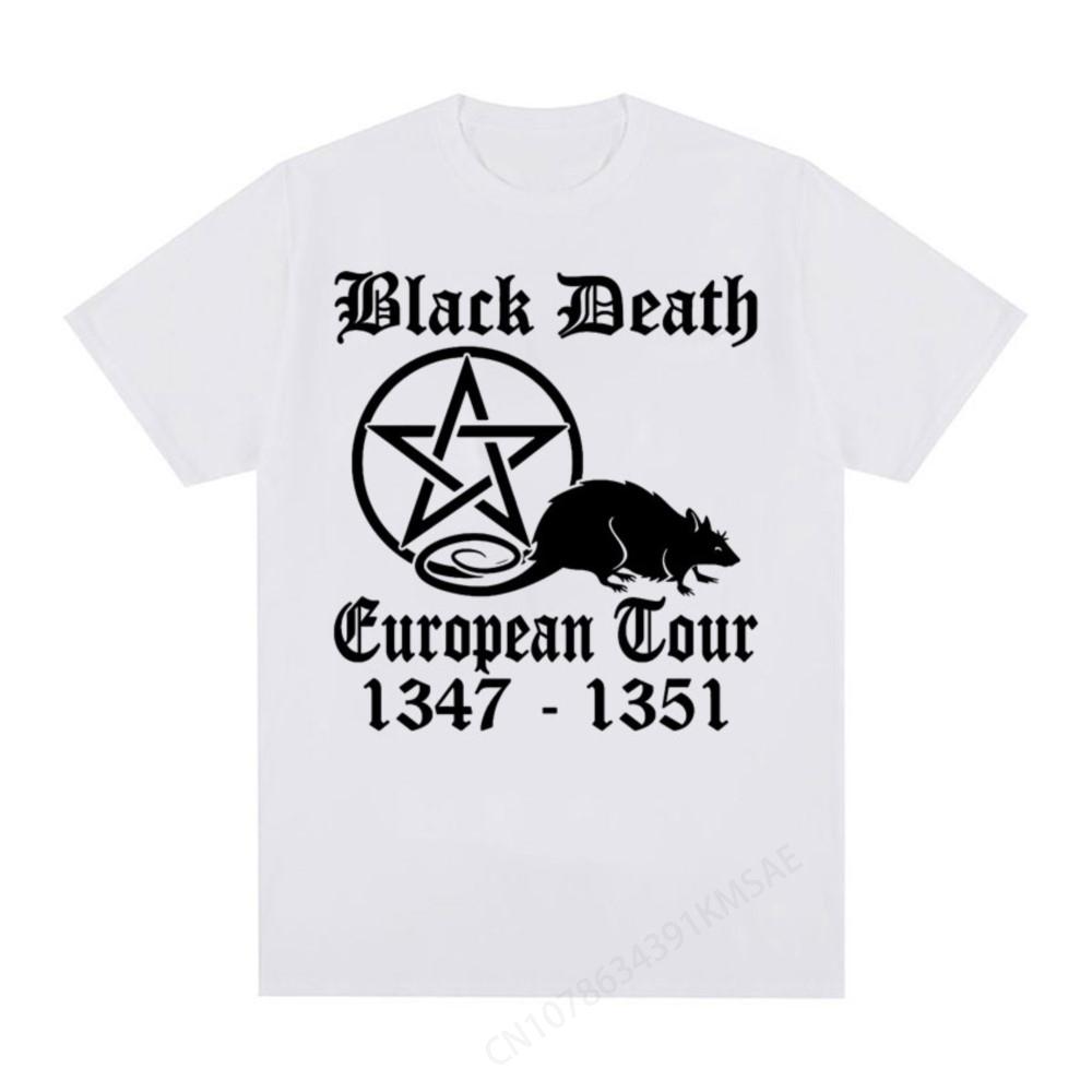 Black Death European Tour Funny Rat Meme T Shirt Men Women Gothic Oversized T-shirt Male Casual