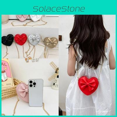 Childrens Cute Heart And Bowknot Crossbody Bag Made Of Pu For Daily Use And Kindergarten