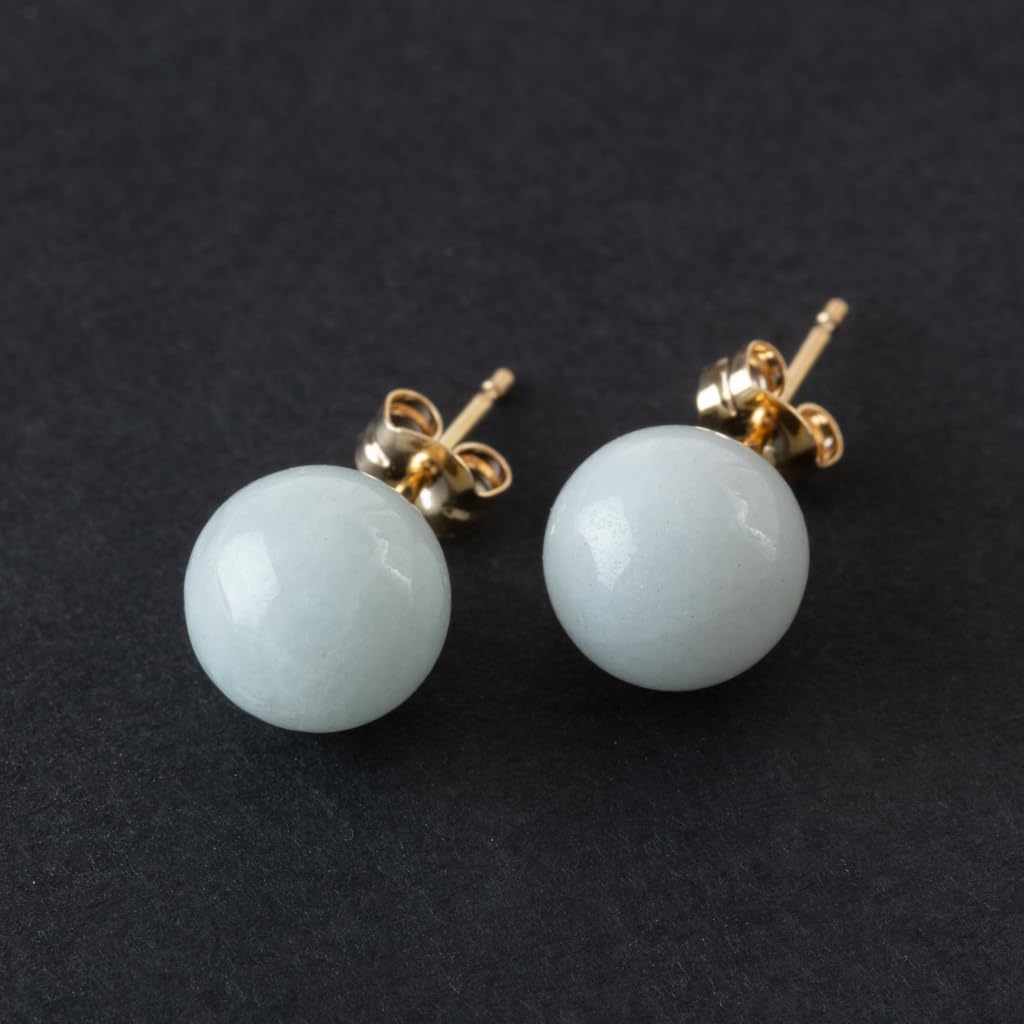 Itoigawa Natural Jadeite 8mm Bead Japanese National Jomon Power Stone Jadeite Workshop Guarantee APS0148 Earrings, Stone, [Itoigawa Kotaki/Quality