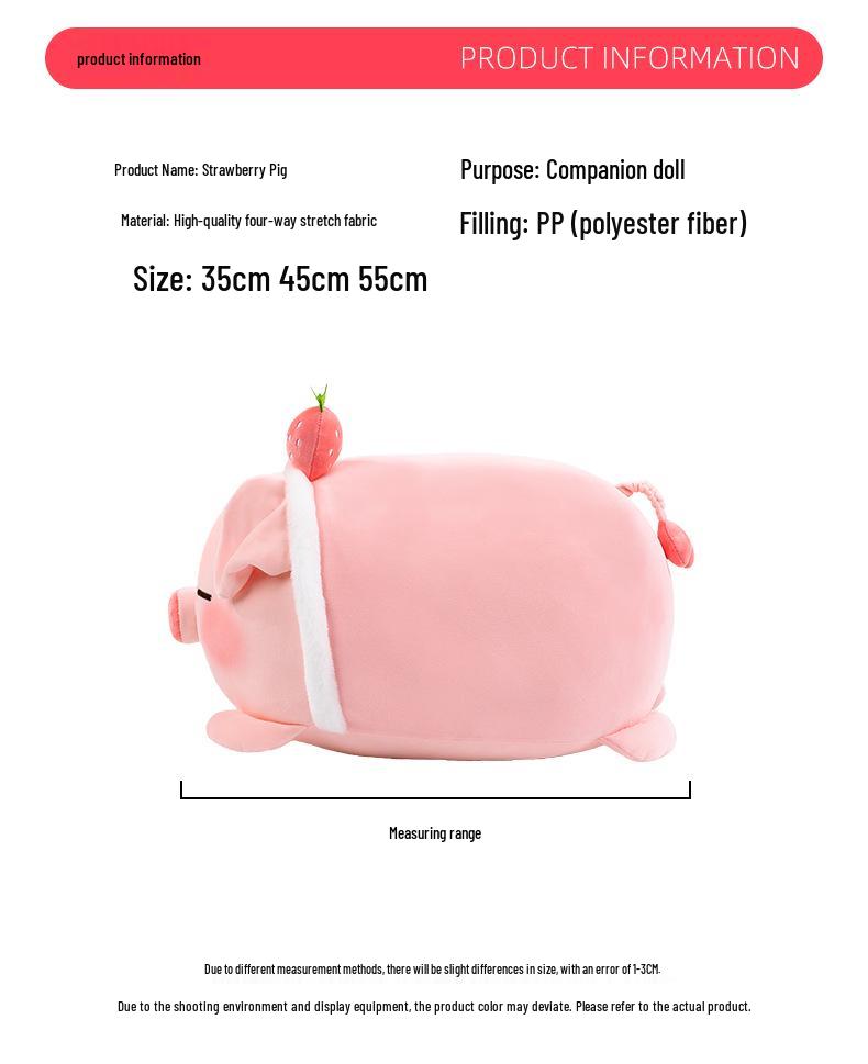 Cute Strawberry Piglet Plush Doll Pillow - Perfect Birthday Gift & Backrest
