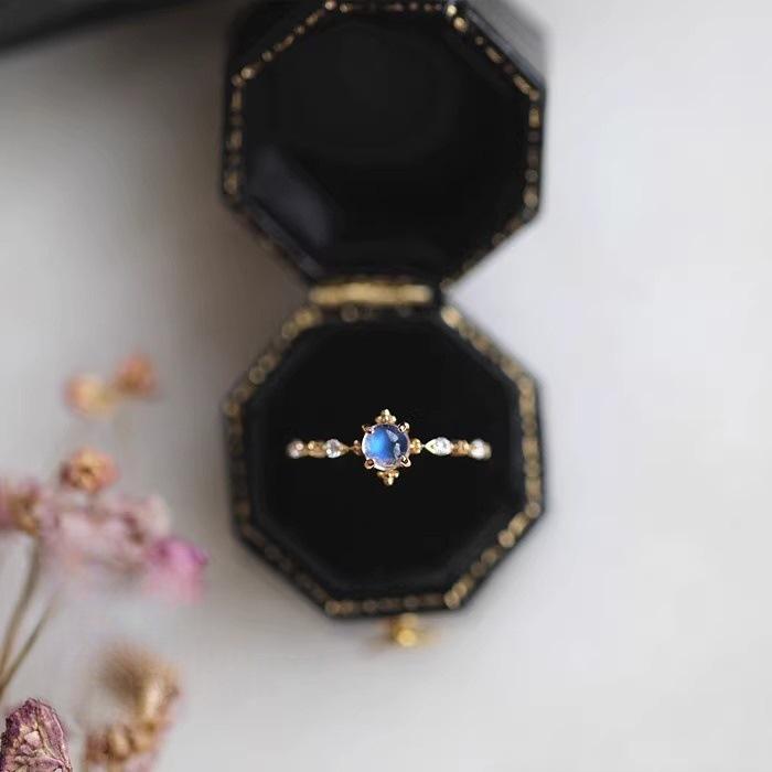 925 Sterlingsilber Unregelmäßiger Edelstein Damen Luxus Zeigefingerring - Nicht Verblassend, Verstellbar, Leichtes Nischendesign.