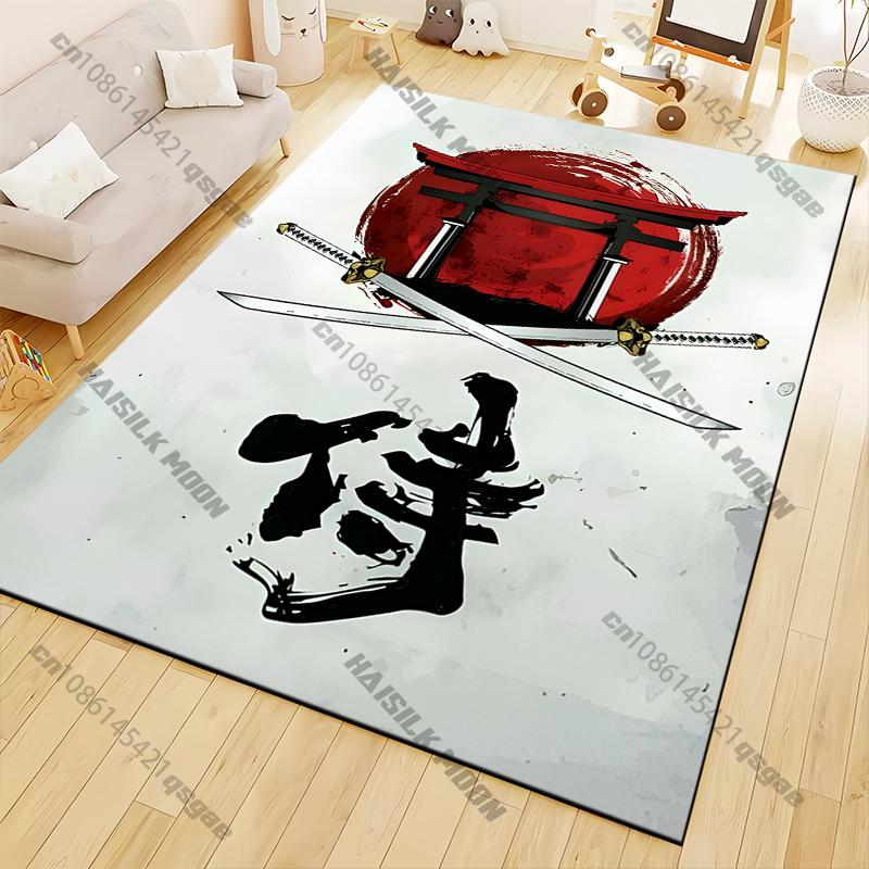 Japanischer Traditioneller Kultur Bereichsteppich Groß, Teppich für Wohnzimmer Schlafzimmer Küche Dekoration, Teppiche für Schlafzimmer Matte Haus