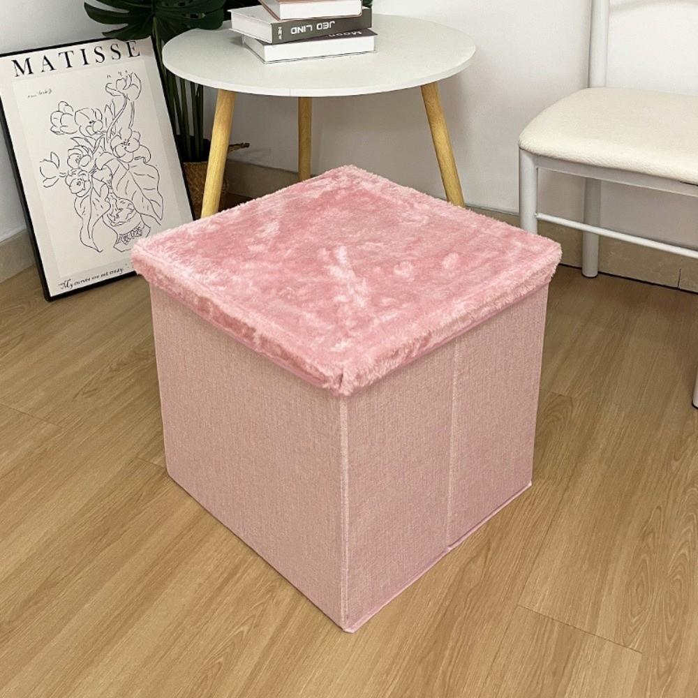 

Multi-Functional Foldable Seat Ottoman Velvet Material Storage Stool Home Organizer розовый