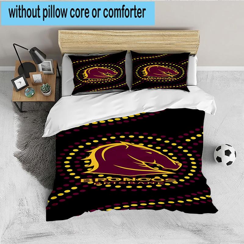 Brisbane Broncos 3PCS Bedding set,Ideal for 1pc Duvet Cover And 2pcs Pillowcases Perfect for Fan gift,Ideal for Bedroom, Dormitory
