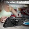 For iPhone 16 Pro Case with Ring Holder Kickstand PC + TPU Anti-Fall Phone Cover