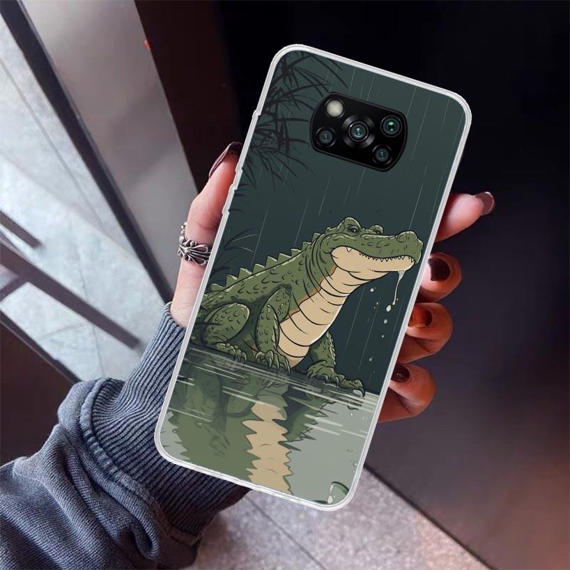 Crocodile Animal Phone Case For Xiaomi Poco X5 X6 X7 Pro F7 Ultra M7 Redmi 15C 15 13C 13 12C 12 10 10C 10A 9 9C 9T 9A Cover Poco
