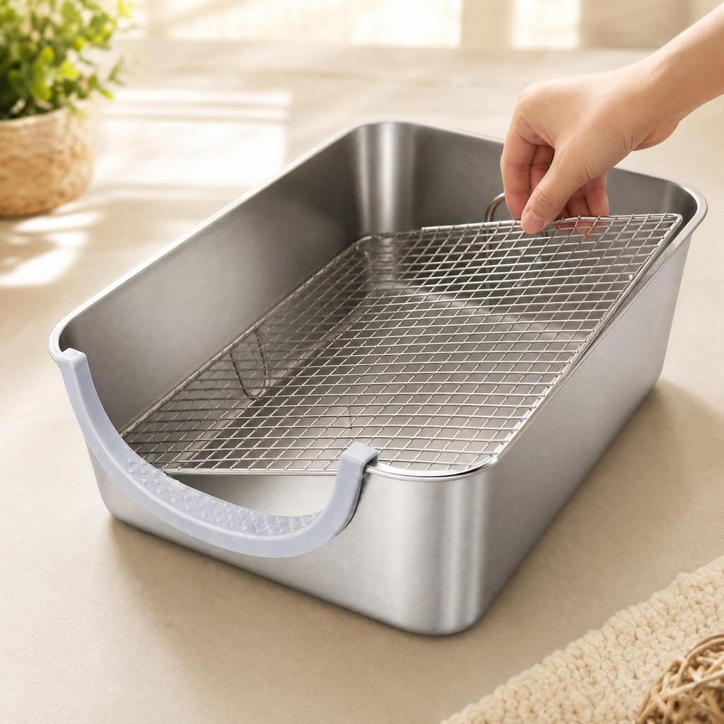 Low Entry Stainless Steel Rabbit Litter Toilet Washable