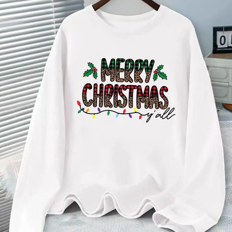 (Asian Size) Tree Sweet Graphic Tee Women Christmas New Year Casual Fashion Top O-neck Clothing Print T Shirt Long Sleeve T-shirts
