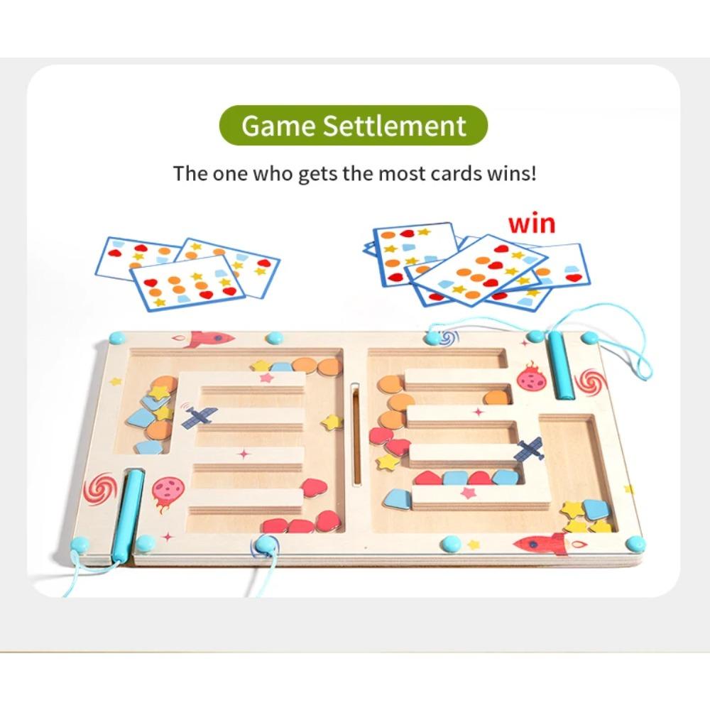 Wooden Color Shape Magnetic Maze Magnetic Sorting Travel Board Montessori Puzzle Toy Educational Learning for Age 3+ Fine Motor