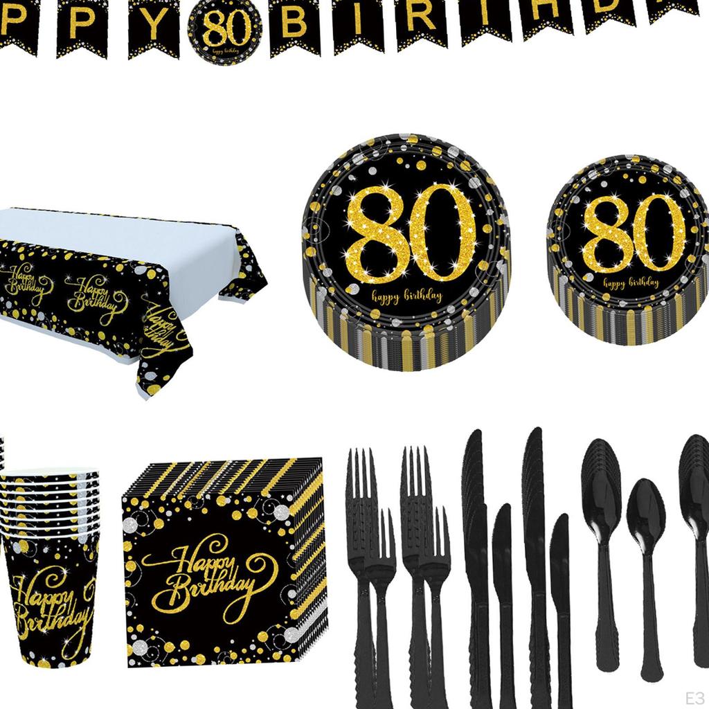 Birthday Party Supplies Anniversaries Serves 16 Guests Disposable Dinnerware 70th