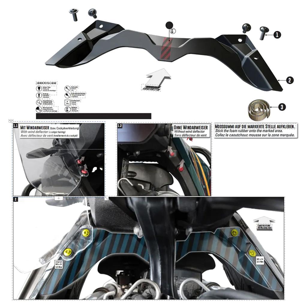 Motorbike Modification Accessory Motorcycle Cockpit Panel Fairing Fork Shield Updraft Deflector Easy Installation