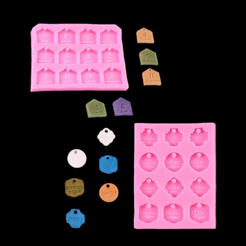 3D Month Label Shape Silicone Flexible Food Grade Mould Clay Resin Ceramics Candy Fondant Candy Chocolate Soap Mould
