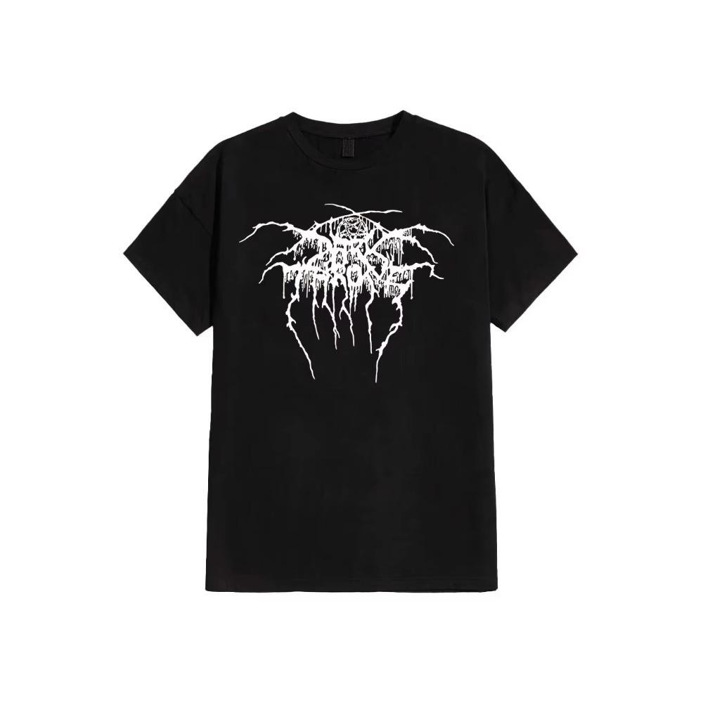 Unisex Punk Rock Black King Printed Comfortable Heavy Metal T-Shirt Loose Short Sleeve Top for Wear  Men Clothing
