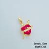 European & American Red Heart Zirconia Cross Pendant Necklace, Gold-Plated Copper, Peach Heart Design for Women.