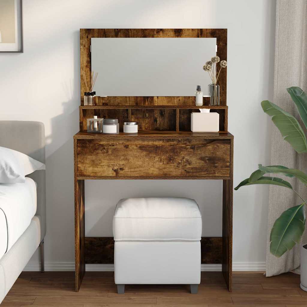 Bedroom Dressing Table Smoked Oak 80 x 39.6 x 135 cm