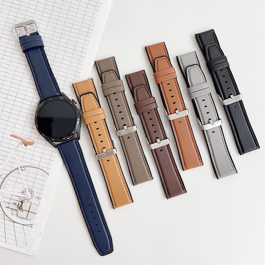 22mm Watch Band for Huawei Watch GT 5 46mm/5 Pro 46mm Flat End Napa Texture PU Covered Silicone Strap