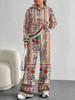 European, American Autumn And Winter Casual Retro Flower Long-Sleeved Suit Women'S Hooded Sweater Trousers Two-Piece Set