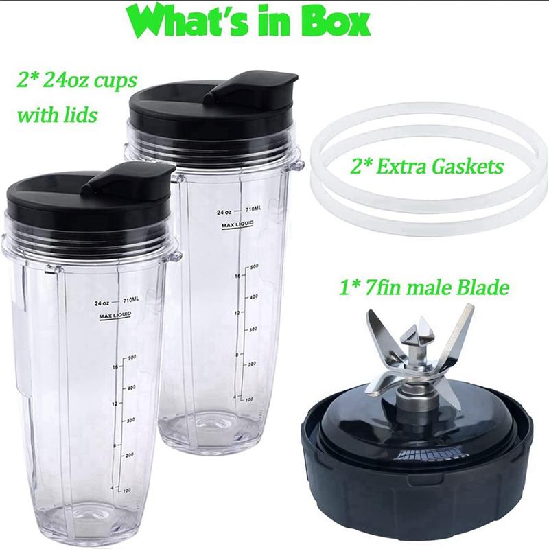 Replacement Blender Blade and 24Oz Cups Accessories, Only Compatible for Nutri Ninja Foodi Power Blender SS300 Etc