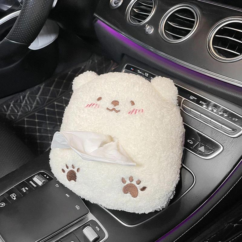 Pudełko na chusteczki do samochodu, urocze pluszowe zwierzęta, uchwyt na serwetki i papier toaletowy, przenośne pudełko z szufladą, podłokietnik siedzenia samochodowego, pudełka na chusteczki, torba
