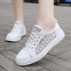 2 Summer New Lace Breathable Little White Shoes Female Student Shoes Mesh Canvas Shoes Flat Baseplate Shoes
