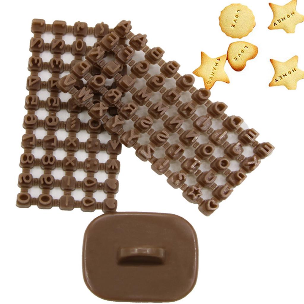 2PCS Reusable Plastic Alphabets Number Symbol Cookie Stamp Mold For Baking Decorations Kitchen Accessories