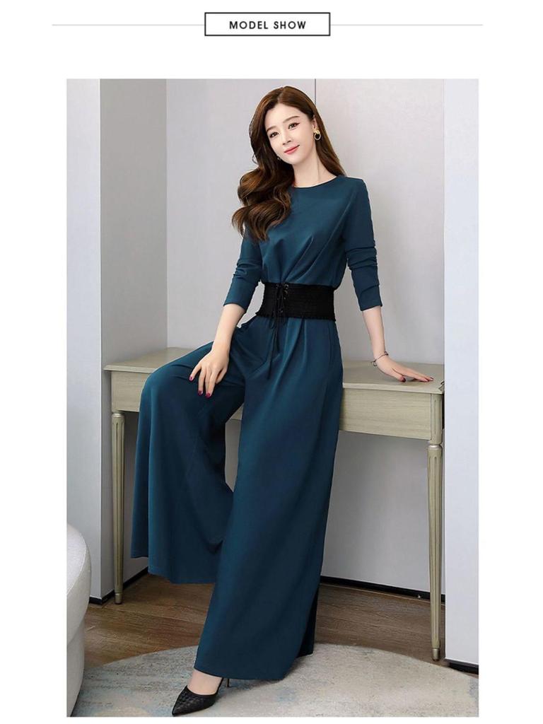 European Women's Two-piece Suit with Wide Trousers Spring Collection Autumn Plus Size Rejuvenation Fashion