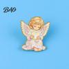 Versatile Outfit Decoration Little Angel Brooch Pin for Women, Cute Guardian Holding Heart Lapel Backpack Pins with Wings, Clothing Accessory