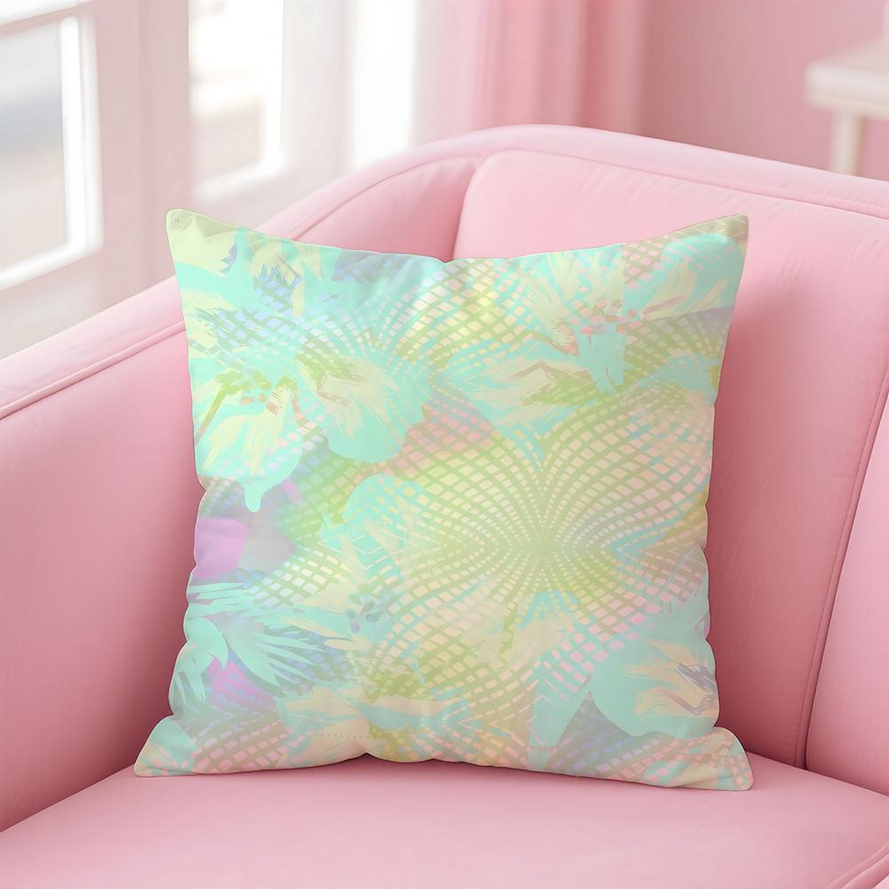 Abstract Trippy Colorful Art Psychedelic Texture Cushion Cover Pillowcase Short Plush Invisible Zipper Room Sofa Cushion Cover