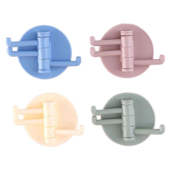 12PCS Wall Hooks, with 3-Branch Rotating Design, Self-Adhesive Waterproof Organizer, Strong Load-Bearing Hooks for Bathroom Kitchen