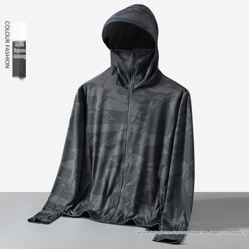 Herren Plus Size Eis-Seiden-Netz UV-Schutz Camouflage Sommerjacke