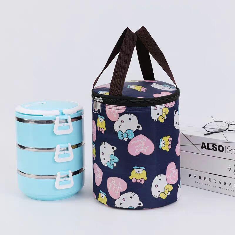 Neue zylindrische Lunchtasche Thermoisolier-Behältertasche Tragbare Lunchbox-Tasche Wasserdichte Lebensmittelaufbewahrung Eisbeutel Kühlertaschen